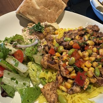Dish N Dash - Milpitas - salad with hummus and falafel as sides - Middle Eastern Near Me - Milpitas, California