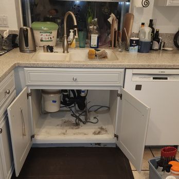 A2Z Restoration - Mold present on the bottom of the cabinet below the sink - Damage Restoration Near Me - Martinez, California