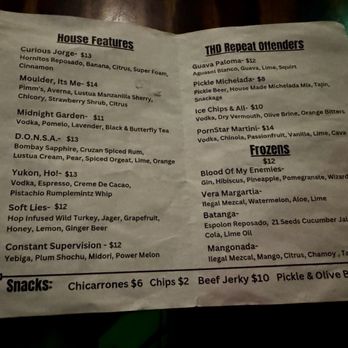 Two Headed Dog - Menu (December 2024) - Cocktail Bars Near Me - Houston, Texas