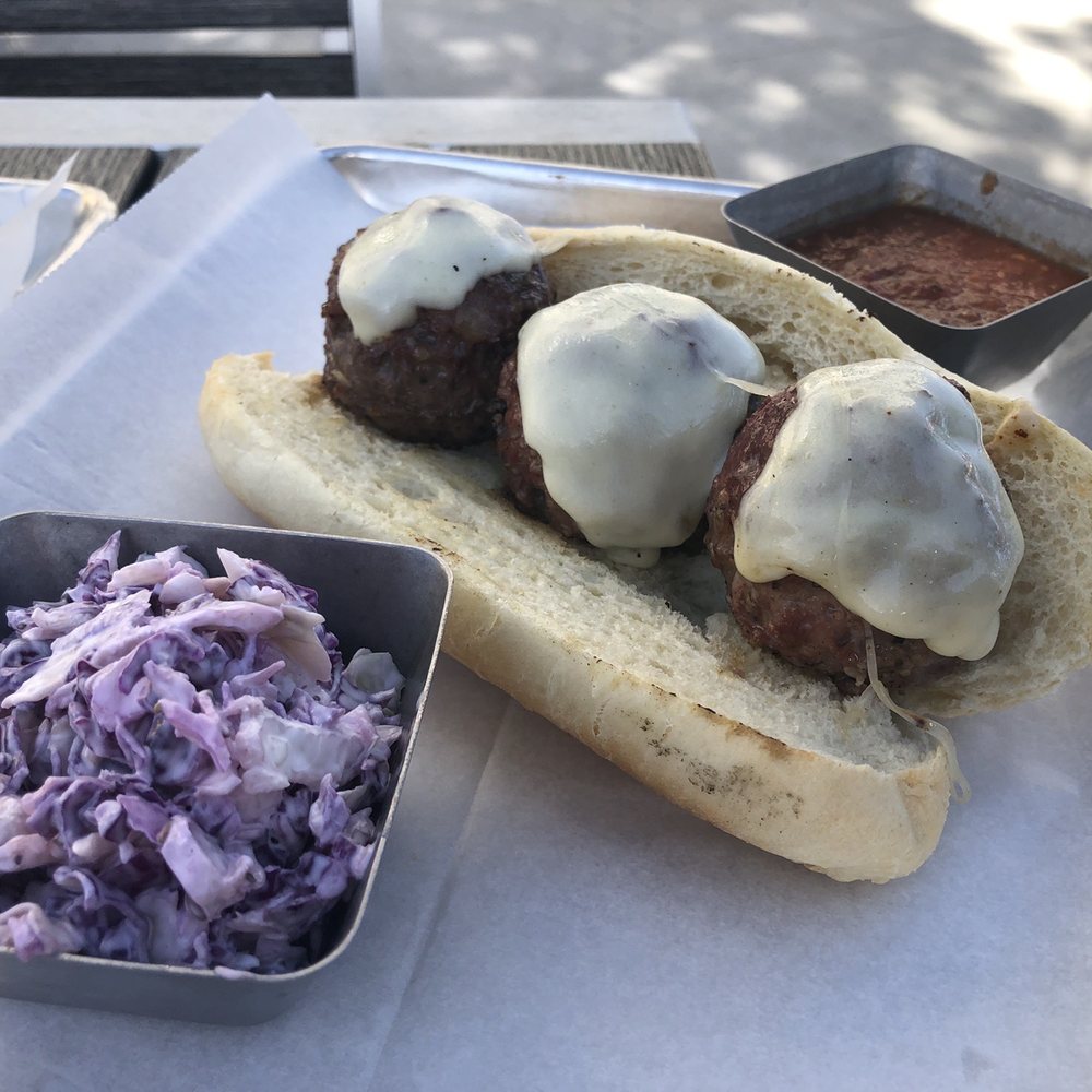 Mash Lab Brewing & Kitchen - Meatball sandwich with coke slaw - American Near Me - Windsor, Colorado Mash Lab Brewing & Kitchen - Meatball sandwich with coke slaw - American Near Me - Windsor, Colorado