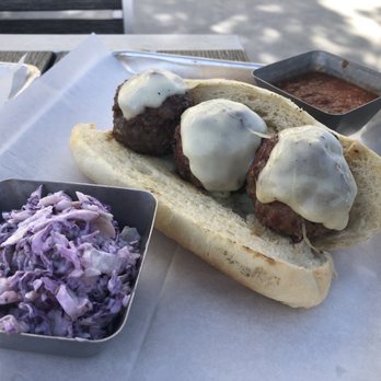 Mash Lab Brewing & Kitchen - Meatball sandwich with coke slaw - American Near Me - Windsor, Colorado Mash Lab Brewing & Kitchen - Meatball sandwich with coke slaw - American Near Me - Windsor, Colorado