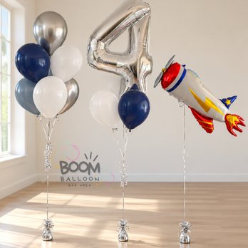 Boom Balloon - 4th Birthday Helium Balloon Bouquet - Balloon Services Near Me Boom Balloon - 4th Birthday Helium Balloon Bouquet - Balloon Services Near Me