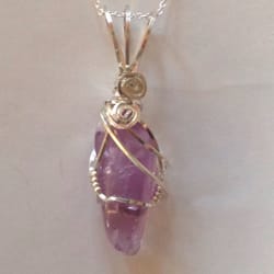 B Madigan Jewelry and Gifts - Custom wrapped amethyst and silver pendant