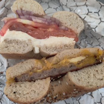 Empire Deli & Bagel - Lox and sausage egg + cheese bagel - Bagels Near Me - Wilmington, North Carolina Empire Deli & Bagel - Lox and sausage egg + cheese bagel - Bagels Near Me - Wilmington, North Carolina