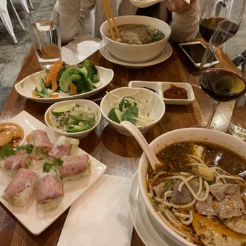 Anh's Kitchen - Pork spring roll, spicy beef noodle soup, Shrimp Pho and side of steamed veggies - Vietnamese Near Me - Atlanta, Georgia Anh's Kitchen - Pork spring roll, spicy beef noodle soup, Shrimp Pho and side of steamed veggies - Vietnamese Near Me - Atlanta, Georgia