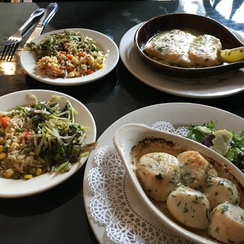 Cafe Drydock & Inn - Lemon Butter Haddock and Scallops Mornay ~ both served with rice pilaf and an original, totally delicious salad of some sort! - Hotels Near Me - Southwest Harbor, Maine Cafe Drydock & Inn - Lemon Butter Haddock and Scallops Mornay ~ both served with rice pilaf and an original, totally delicious salad of some sort! - Hotels Near Me - Southwest Harbor, Maine