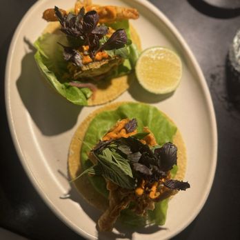 Oxomoco - Soft-Shell Crab Tacos Cucumber slaw, Thai basil and chipotle mayo - Mexican Near Me - Brooklyn, New York Oxomoco - Soft-Shell Crab Tacos Cucumber slaw, Thai basil and chipotle mayo - Mexican Near Me - Brooklyn, New York