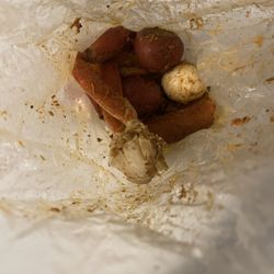 Bluff City Crab - Leftover from only one cluster of crab legs, sausage, egg, four potatoes, 6 shrimps
