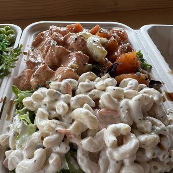 Ono Authentic Hawaiian Poke - spicy masago hamachi + tamari miso garlic salmon and macaroni salad - Poke Near Me - Edmonds, Washington Ono Authentic Hawaiian Poke - spicy masago hamachi + tamari miso garlic salmon and macaroni salad - Poke Near Me - Edmonds, Washington