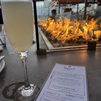Topsail - French75- gin, lemon juice, simple syrup, and prosecco. - American Near Me - San Diego, California Topsail - French75- gin, lemon juice, simple syrup, and prosecco. - American Near Me - San Diego, California