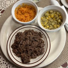 Bison pot roast sweet potatoes succotash Bison pot roast sweet potatoes succotash