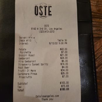 OSTE - For 5 people - Italian Near Me - Los Angeles, California