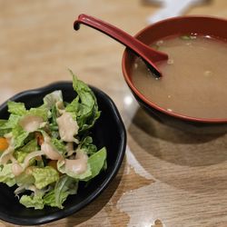 Odori Japanese Cuisine - Salad and miso soup for meal sets...