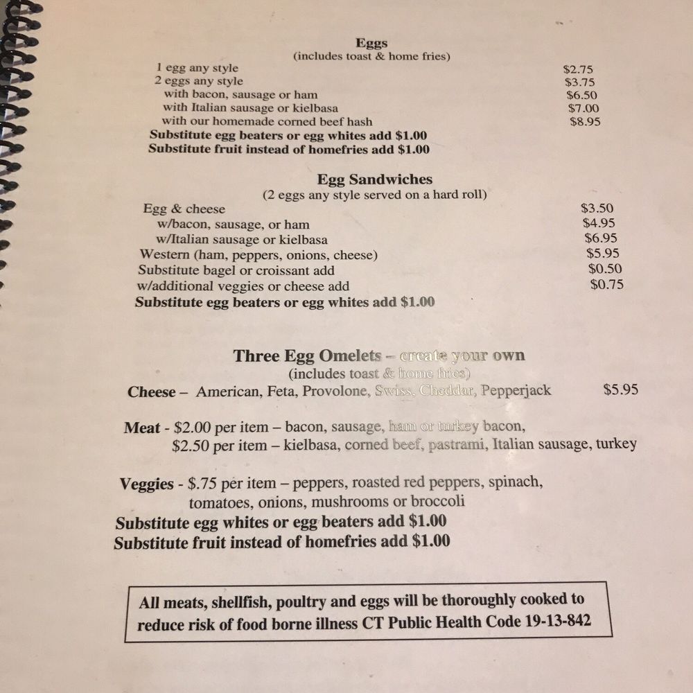 Connie's Kitchen - Breakfast menu 11/24/17. - Breakfast & Brunch Near Me - Wallingford, Connecticut