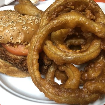 Z-Burger - Spicy Chicken Sandwich with Onion Rings! - Burgers Near Me - Greenbelt, Maryland Z-Burger - Spicy Chicken Sandwich with Onion Rings! - Burgers Near Me - Greenbelt, Maryland
