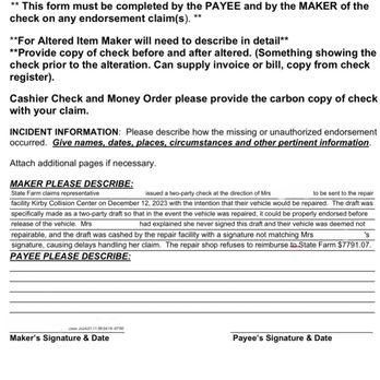 Kirby Collision Center - Statement of fact being notarized by high explains what Kirby did to illegally deposit a 2 party check. - Auto Repair Near Me - Ventura, California Kirby Collision Center - Statement of fact being notarized by high explains what Kirby did to illegally deposit a 2 party check. - Auto Repair Near Me - Ventura, California