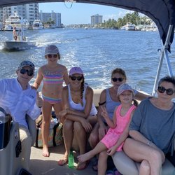 Family time on pontoon boat