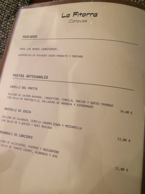 Menu photo 3 La Fitorra Cánovas València, V Menu photo 3 La Fitorra Cánovas València, V
