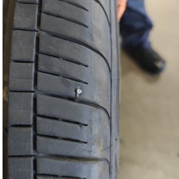 This is the photo of the nail in the tire that I was told was not repairable.