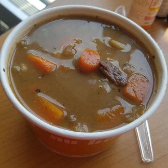 Au Bon Pain - This is one of you bon pan delicious homemade soup this one is vegetable beef barley among one of their good soups - Salad Near Me - Wilmington, Delaware Au Bon Pain - This is one of you bon pan delicious homemade soup this one is vegetable beef barley among one of their good soups - Salad Near Me - Wilmington, Delaware