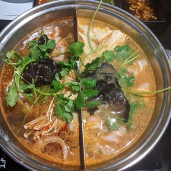Dada Shabu Shabu Buffet - Mala (left) and Spicy Miso (right) - Korean Near Me - Irvine, California Dada Shabu Shabu Buffet - Mala (left) and Spicy Miso (right) - Korean Near Me - Irvine, California