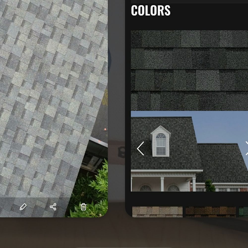 J&K Roofing - On the left is our roof  (photo taken with a drone). On the right is the color we chose. - Roofing Near Me - Golden, Colorado