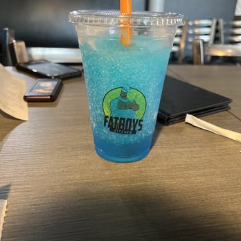 FatBoys Kitchen - a blue drink in a plastic cup - Food Trucks Near Me - Raleigh, North Carolina