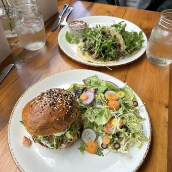 peasants FEAST - Salmon sandwich Mushroom tacos - American Near Me - Solvang, California peasants FEAST - Salmon sandwich Mushroom tacos - American Near Me - Solvang, California