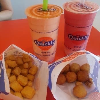 Quickly - ON THE LEFT IS FRIED TOFU WHICH IS HOW ITS SUPPOSED TO LOOK LIKE - Bubble Tea Near Me - Vallejo, California