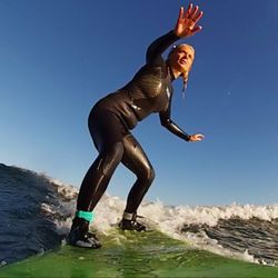 Point Break Surf Company - Surfer Girl "D" surfing Malibu for the first time!