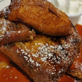 Cuba Libre Restaurant & Rum Bar - FRENCH TOAST A LA CUBANA Vanilla custard-soaked brioche bread. Pure maple syrup and panela soaked sweet plantains, fresh whipped cream - Cuban Near Me - Washington, DC, District of Columbia Cuba Libre Restaurant & Rum Bar - FRENCH TOAST A LA CUBANA Vanilla custard-soaked brioche bread. Pure maple syrup and panela soaked sweet plantains, fresh whipped cream - Cuban Near Me - Washington, DC, District of Columbia