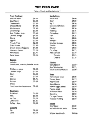 Menu photo 4 Fern Cafe Findlay, OH