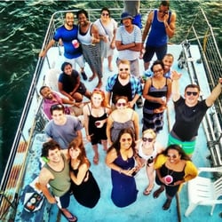 Me and some of our friends on the upper area of the boat! (The rest were downstairs and missed out on this awesome pic)