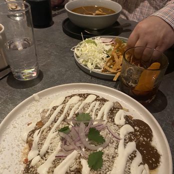 Hey Sailor - Dad had (a hearty) posole soup; I had enchiladas. - Tacos Near Me - Searsport, Maine