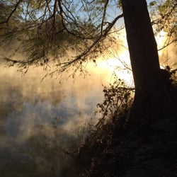River Barn Suites - An amazing, chilly morning view of the San Marcos river