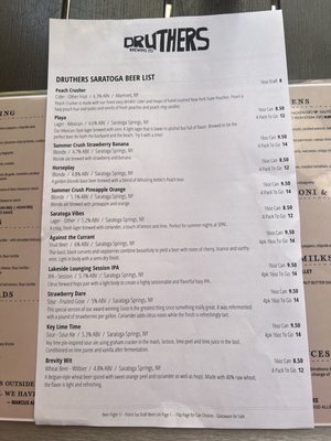 Menu photo 8 Druthers Brewing Saratoga Springs, NY