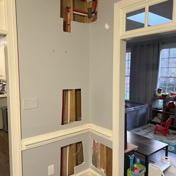 Matthew's Plumbing Solutions - Giant holes in living room wall, including cutting through a load bearing stud to run pipe - Plumbing Near Me - Raleigh, North Carolina Matthew's Plumbing Solutions - Giant holes in living room wall, including cutting through a load bearing stud to run pipe - Plumbing Near Me - Raleigh, North Carolina