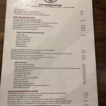 Pho Saigon Pasteur - Menu - Vietnamese Near Me - Alhambra, California Pho Saigon Pasteur - Menu - Vietnamese Near Me - Alhambra, California