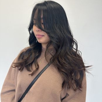 Pure Beauty Bliss - Just the cut (2-3inches down, layered, curtain bangs shaped to my face) and blended well with my current hair color - Hair Stylists Near Me - San Antonio, Texas Pure Beauty Bliss - Just the cut (2-3inches down, layered, curtain bangs shaped to my face) and blended well with my current hair color - Hair Stylists Near Me - San Antonio, Texas