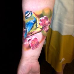 Ghostline Tattoo - Blue tit bird by @andydestroy