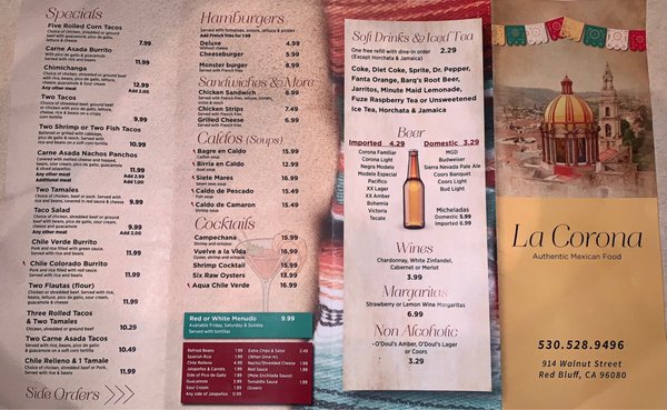 Menu photo 2 La Corona Mexican Restaurant Red Bluff, CA Menu photo 2 La Corona Mexican Restaurant Red Bluff, CA