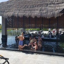 Pool with built swim up bar