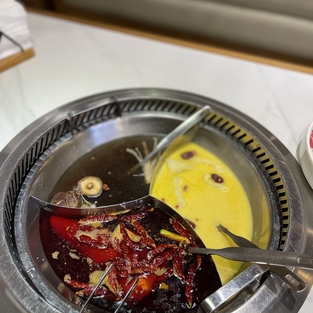 Qiao Lin Hotpot - Boston - Mushroom base, Herbal Chicken Broth, Chongching spicy broth (med) - Hot Pot Near Me - Boston, Massachusetts Qiao Lin Hotpot - Boston - Mushroom base, Herbal Chicken Broth, Chongching spicy broth (med) - Hot Pot Near Me - Boston, Massachusetts