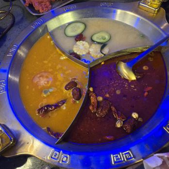 Dragon Pot - The pot with 3 compartments. We chose original, tom yum, and Szechuan spicy broth. - Hot Pot Near Me - Richfield, Minnesota Dragon Pot - The pot with 3 compartments. We chose original, tom yum, and Szechuan spicy broth. - Hot Pot Near Me - Richfield, Minnesota