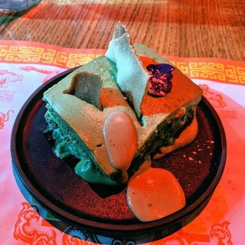 Frame - Matchamisu Organic Matcha Mascarpone, Callebaut Sponge, Hong Kong Milk Tea Mousse, Fortune Cookie - New American Near Me - Hazel Park, Michigan Frame - Matchamisu Organic Matcha Mascarpone, Callebaut Sponge, Hong Kong Milk Tea Mousse, Fortune Cookie - New American Near Me - Hazel Park, Michigan