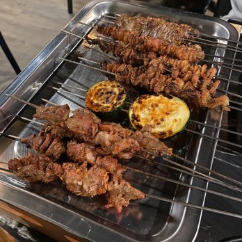 Khan Skewer Restaurant - Chicken Gizzard, Zucchini, Chicken Skin, Chicken Heart - Barbeque Near Me - Honolulu, Hawaii