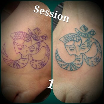 Tattoos by "G" - My first tattoo...Om with Buddha...beautiful line work and color...love it!!! - Piercing Near Me - El Cajon, California
