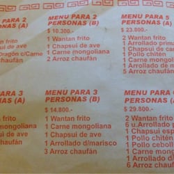 Cheng Fua - Menú para 2 a 6 personas.