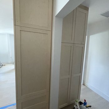 ATA Custom Cabinets - Coffee / appliance pantry on left side and main pantry on the right. - Cabinetry Near Me - Canoga Park, California