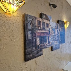 Cafe Med - Love the paintings in here.  The decor is a beautiful rustic vibe.